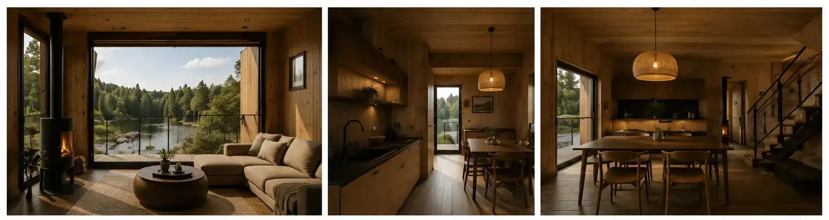 Riverfront Cabin Exterior & Interior Views